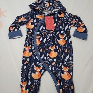 PatPat Navy Blue Fox Print Kids Footie